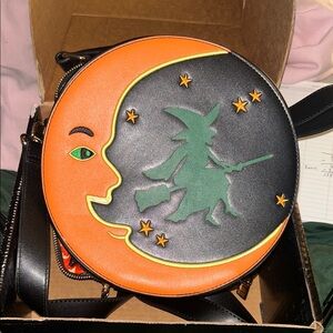 Witch Moon Black and Orange Crossbody Bag
10 wide, 3.5" depth 60"
